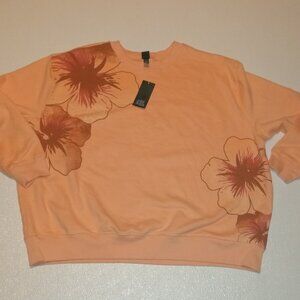 Peach Floral Sweatshirt Women's size Peach-orange